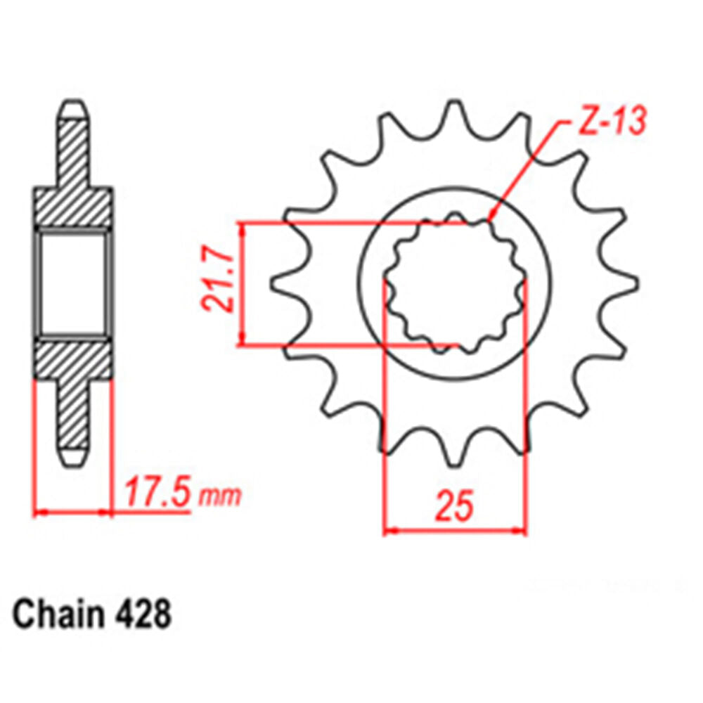 FRONT SPROCKET - STEEL 17T 428P LINK