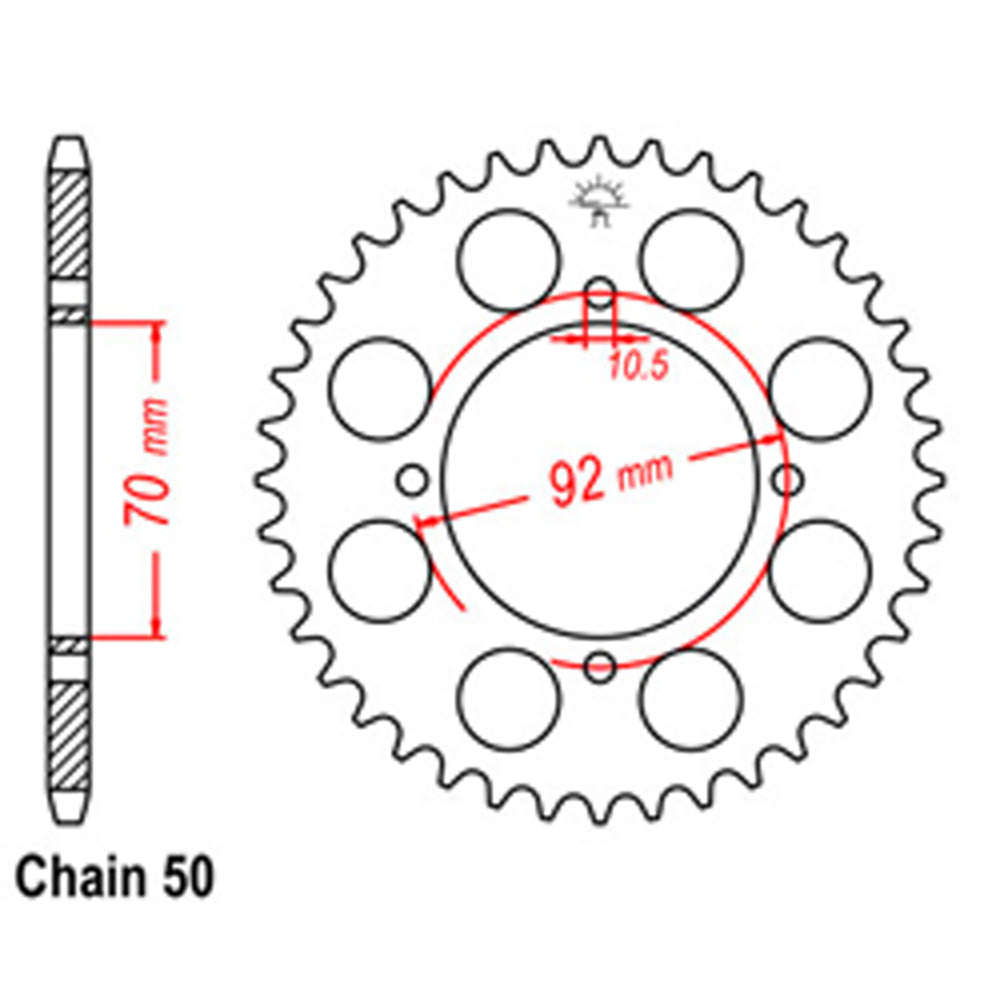 LINK - REAR SPROCKET - STEEL 44T 530P - Shark Leathers