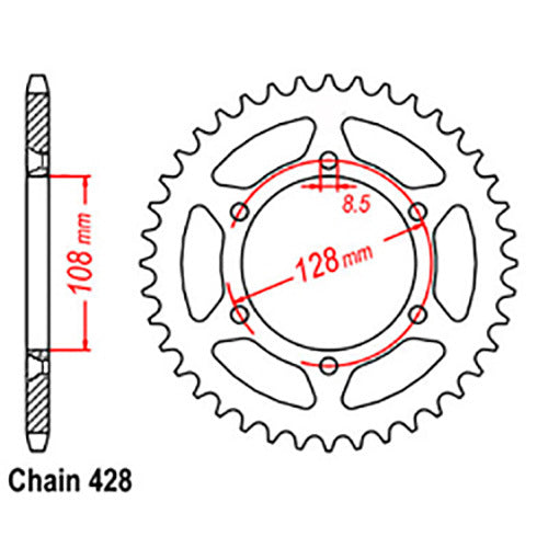 LINK - REAR SPROCKET - STEEL 51T 428P - Shark Leathers