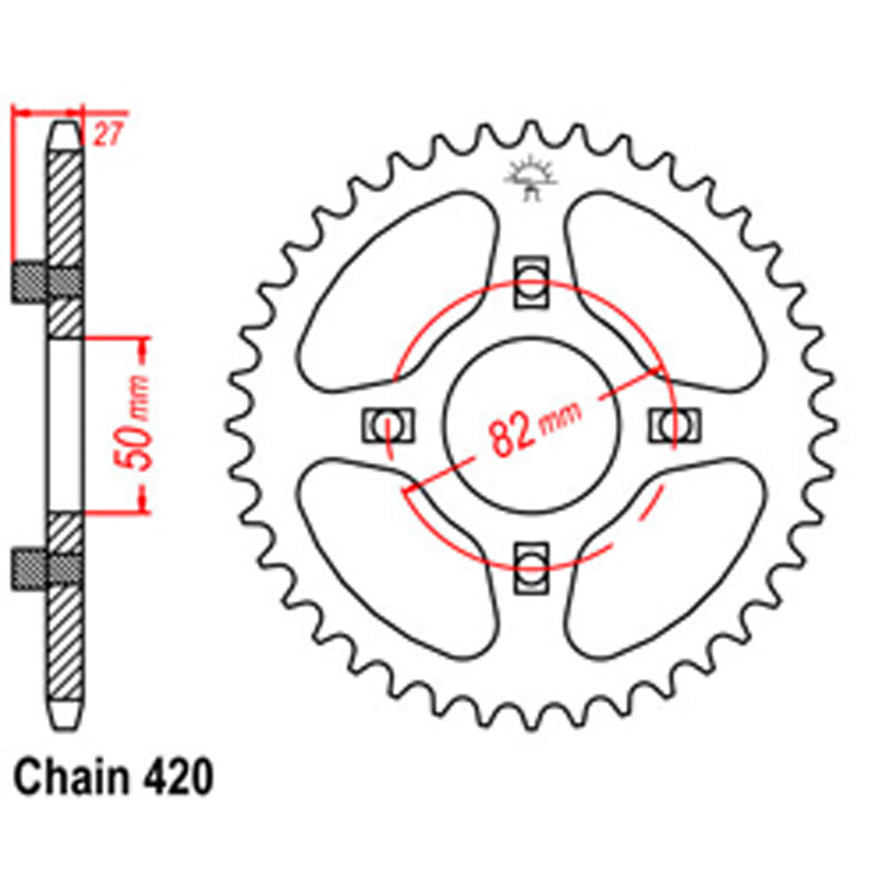 LINK - REAR SPROCKET - STEEL 46T 420P - Shark Leathers
