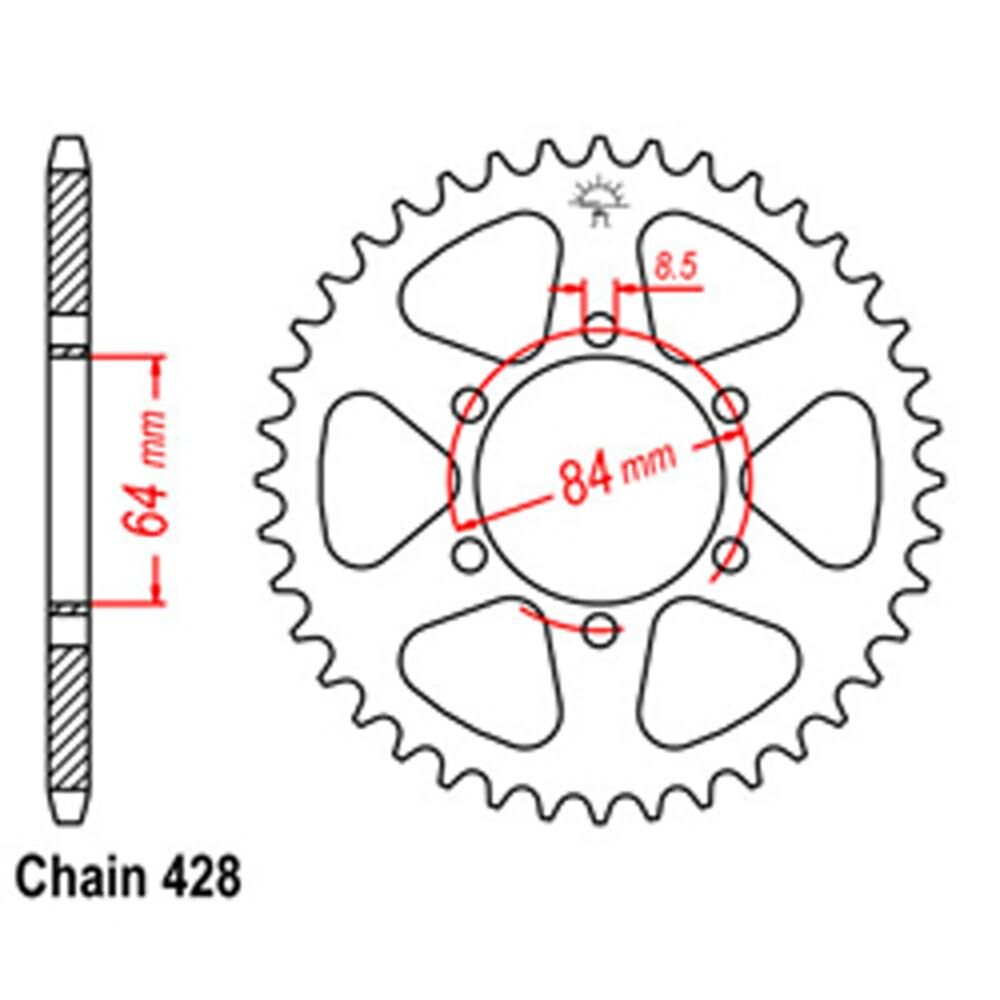 REAR SPROCKET - STEEL 55T 428P