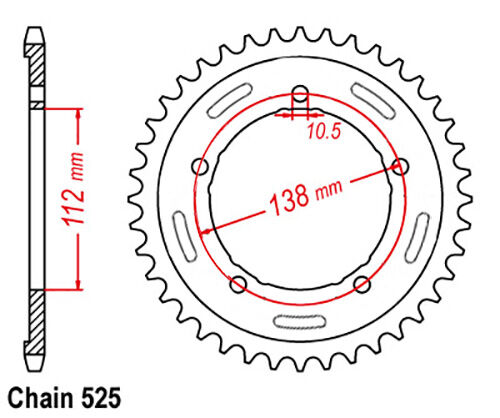 REAR SPROCKET - STEEL 45T 525P LINK