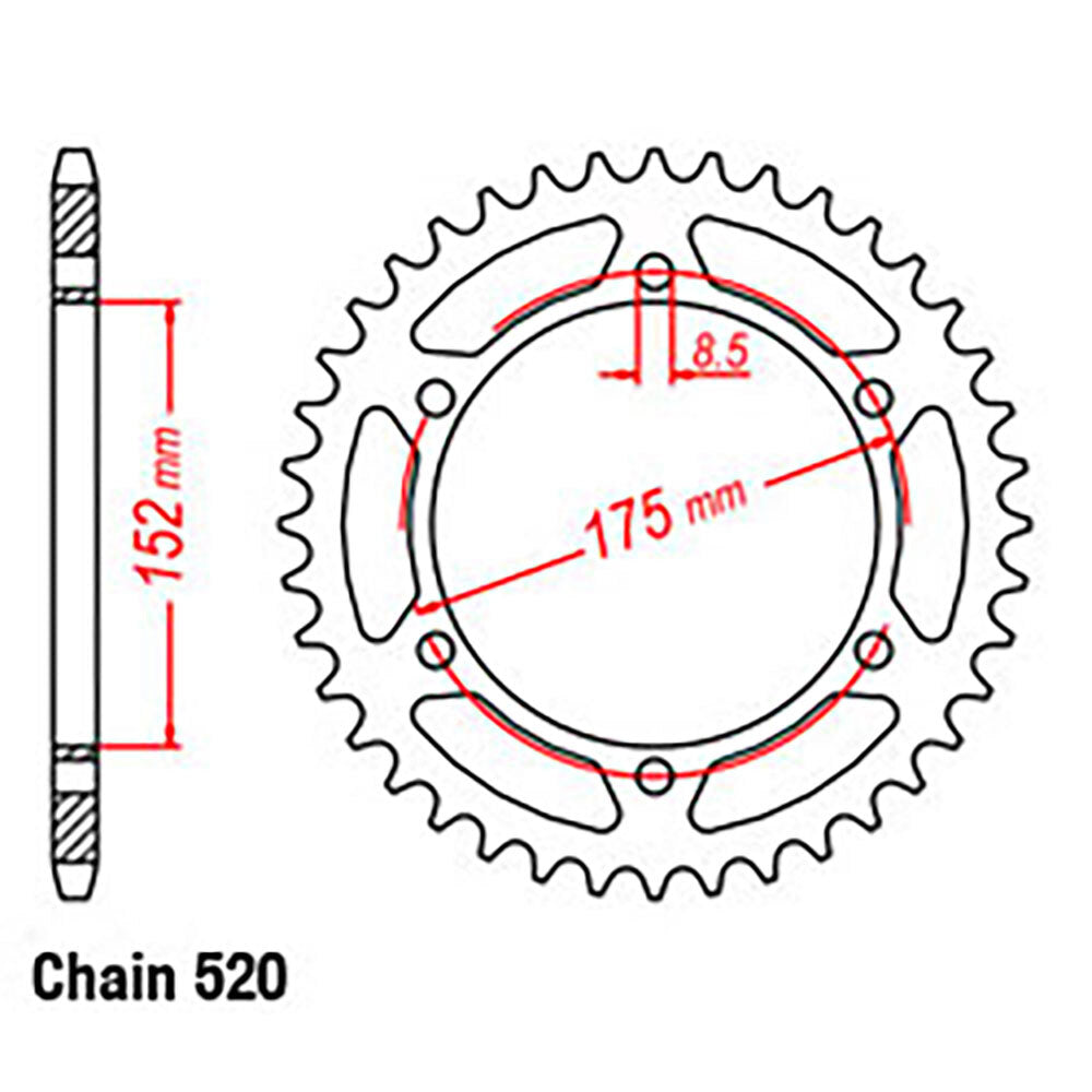 LINK - REAR SPROCKET - STEEL 47T 520P - Shark Leathers