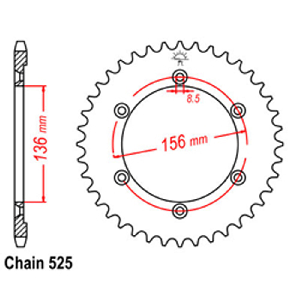 LINK - REAR SPROCKET - STEEL 48T 525P - Shark Leathers