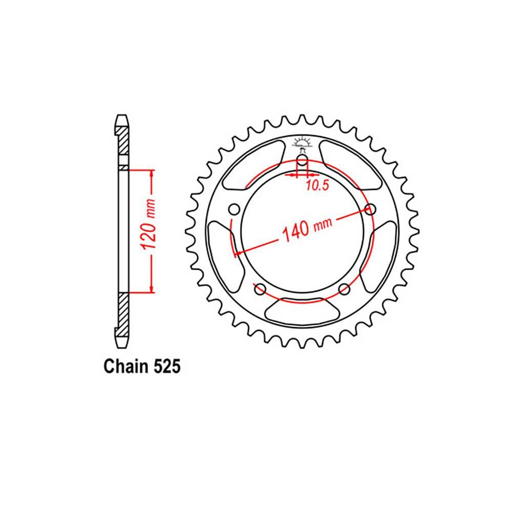 REAR SPROCKET - STEEL 40T 525P