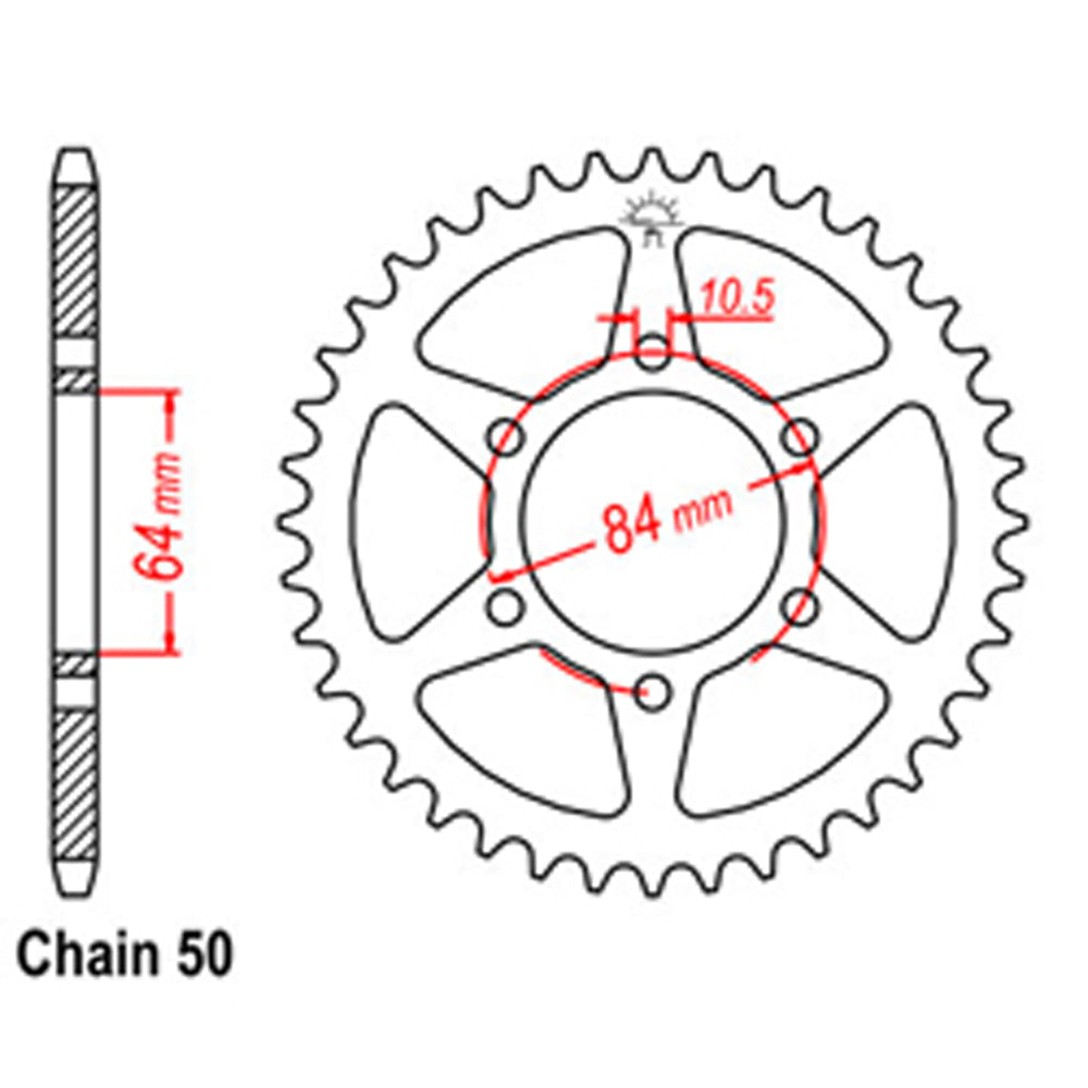 LINK - REAR SPROCKET - STEEL 42T 530P - Shark Leathers