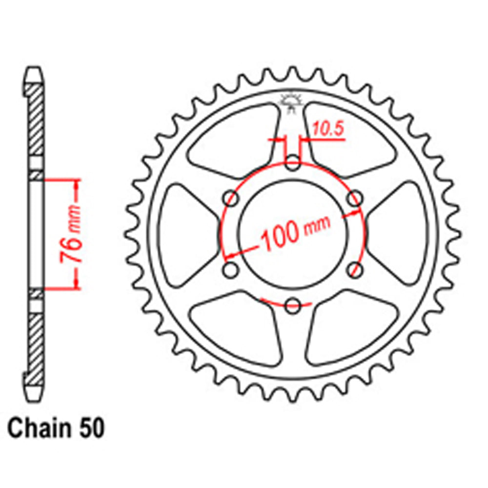 LINK - REAR SPROCKET - STEEL 52T 530P - Shark Leathers