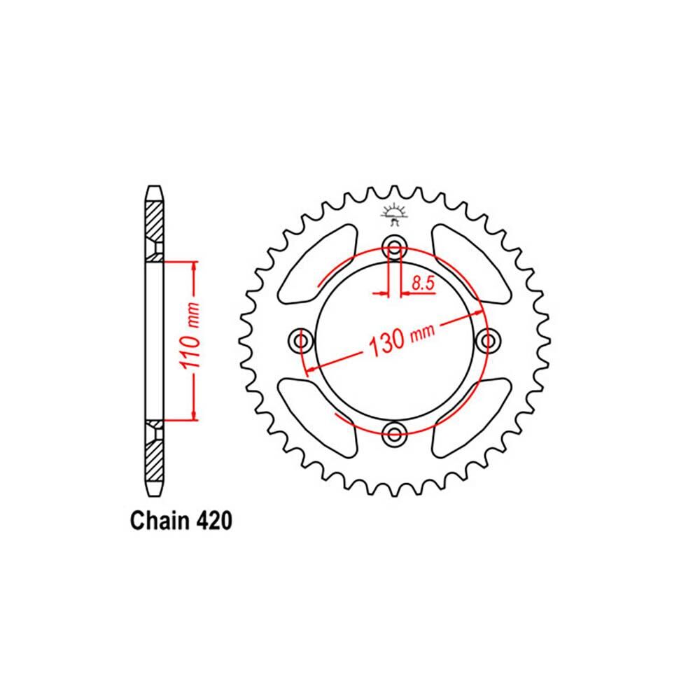 REAR SPROCKET - STEEL 50T 420P