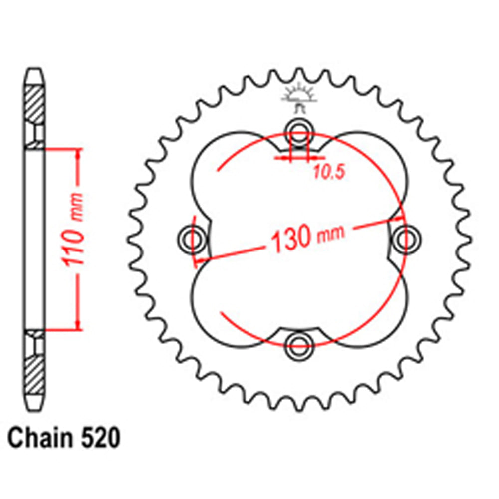 LINK - REAR SPROCKET - STEEL 39T 520P - Shark Leathers