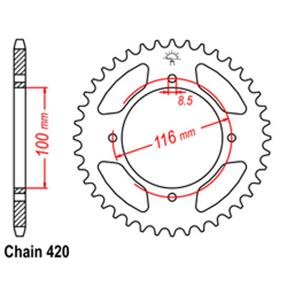 LINK - REAR SPROCKET - STEEL 52T 420P - Shark Leathers