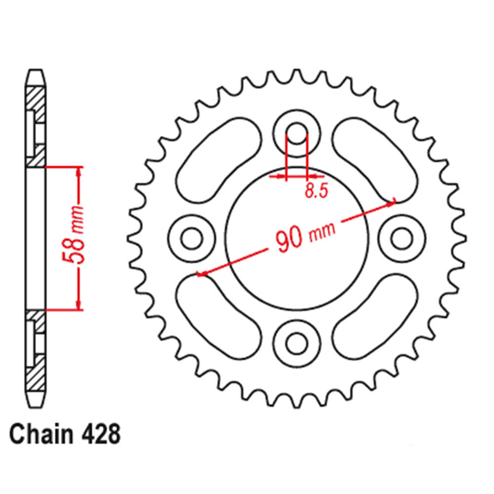 LINK - REAR SPROCKET - STEEL 37T 428P - Shark Leathers