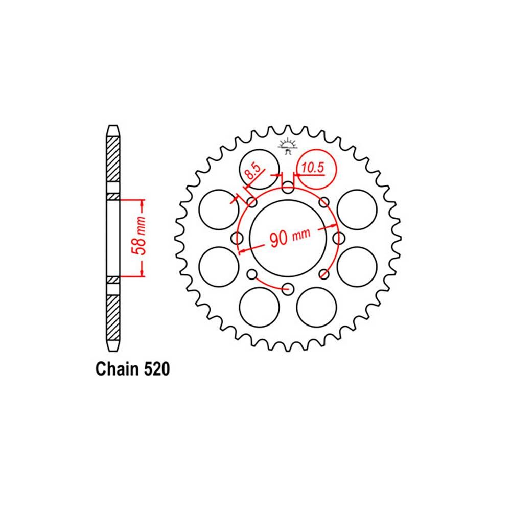 REAR SPROCKET - STEEL 45T 520P