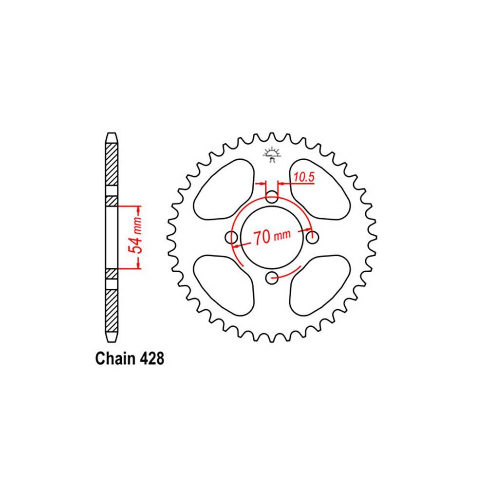 REAR SPROCKET - STEEL 44T 428P