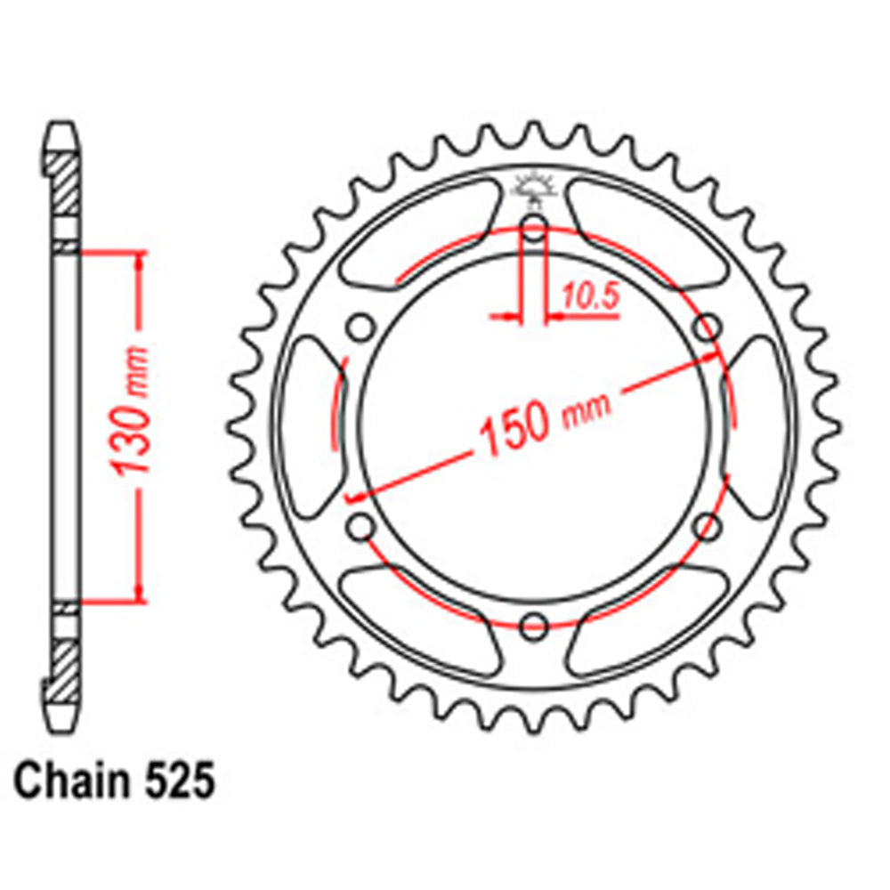LINK - REAR SPROCKET - STEEL 47T 525P - Shark Leathers