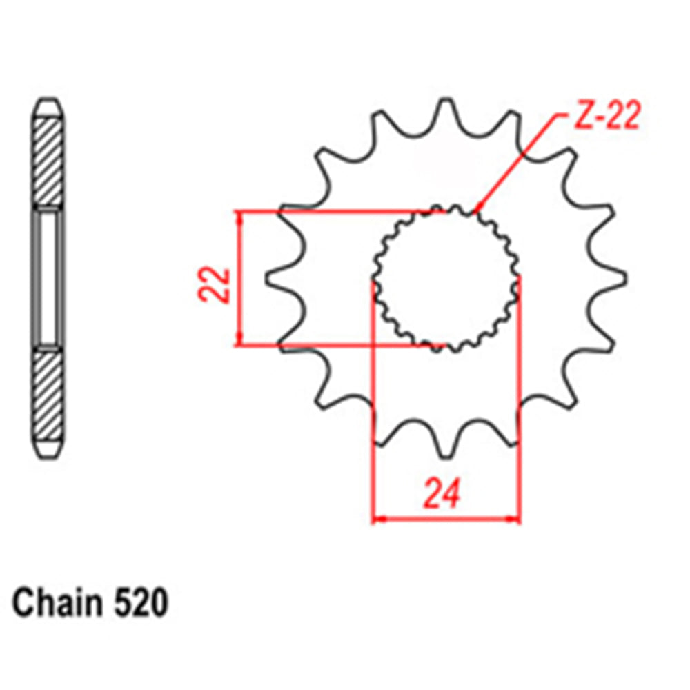 LINK - FRONT SPROCKET - STEEL 14T 520P - Shark Leathers
