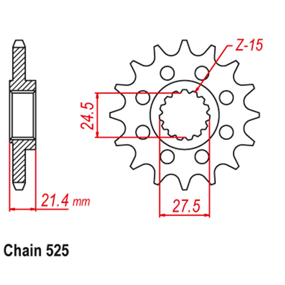 LINK - FRONT SPROCKET - STEEL 16T 525P - Shark Leathers