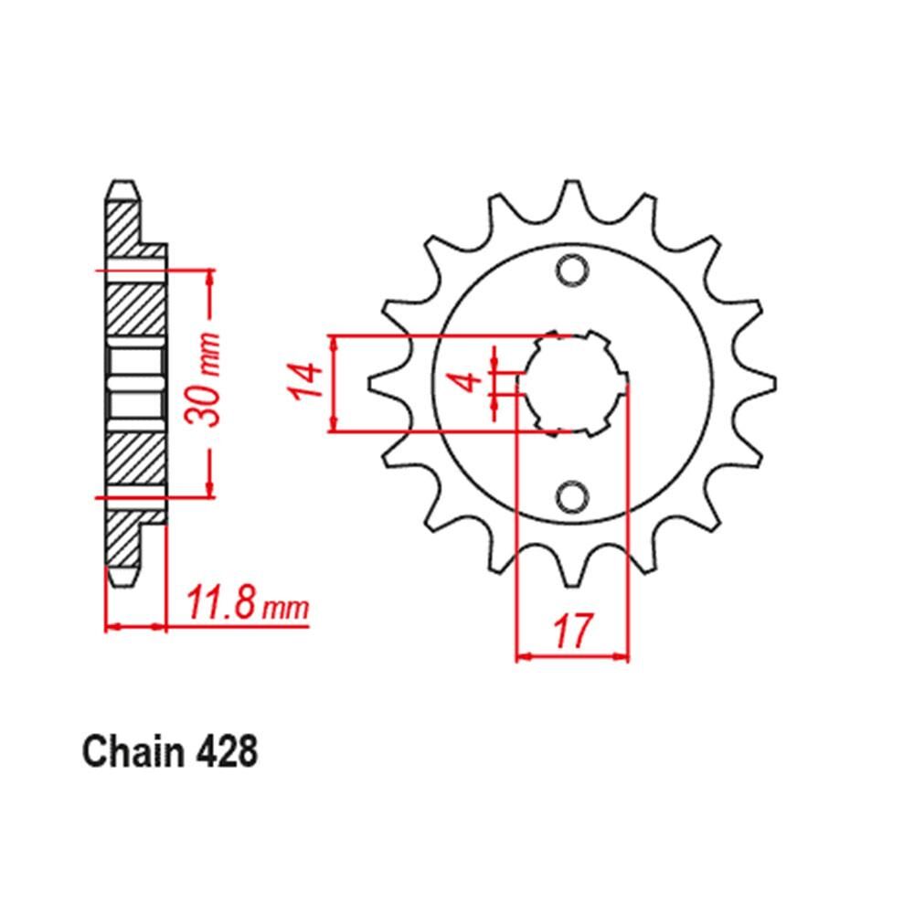 FRONT SPROCKET - STEEL 14T 428P