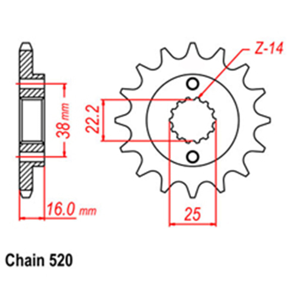 LINK - FRONT SPROCKET - STEEL 15T 520P - Shark Leathers