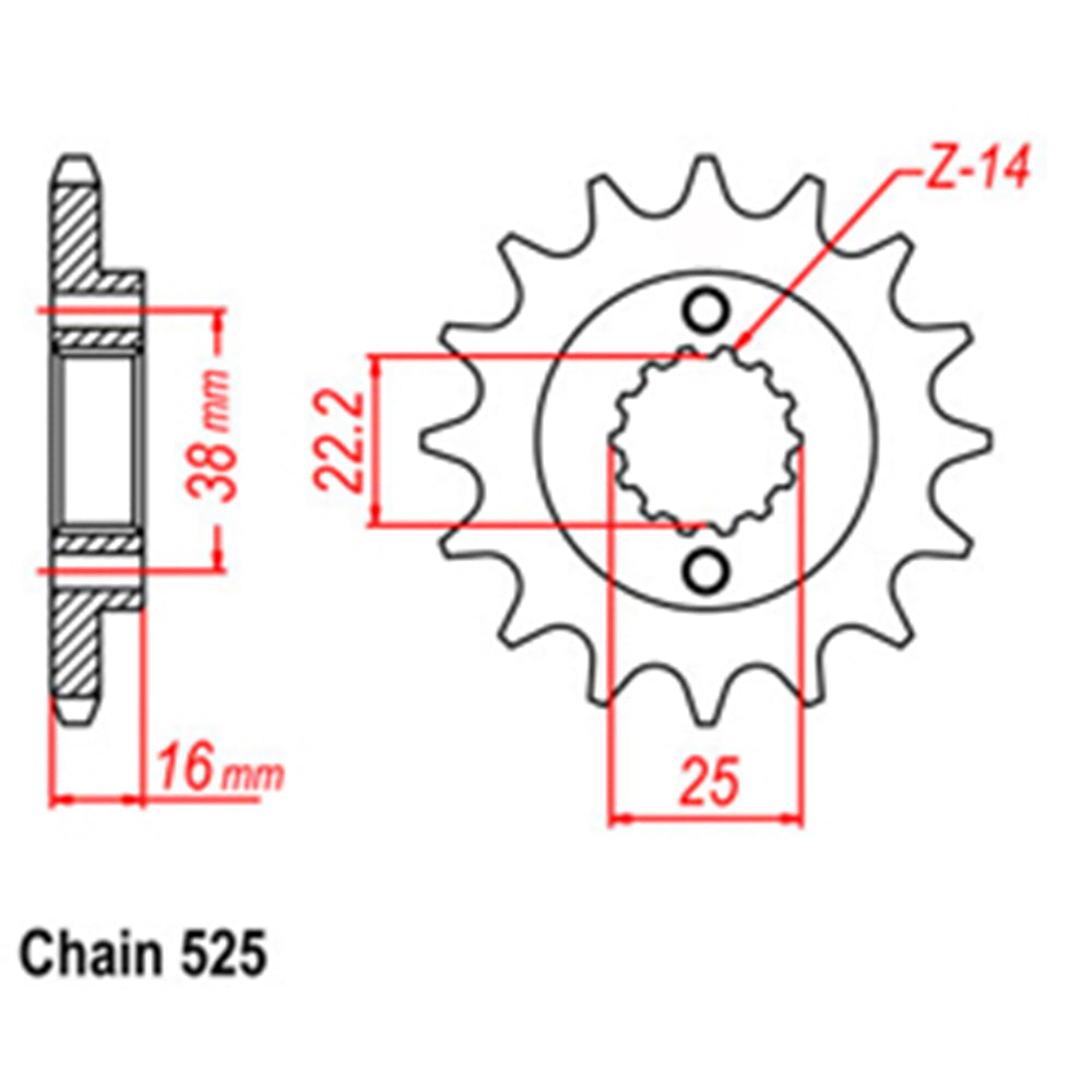 LINK - FRONT SPROCKET - STEEL 14T 525P - Shark Leathers