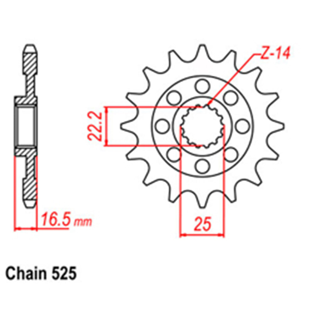 LINK - FRONT SPROCKET - STEEL 14T 525P - Shark Leathers