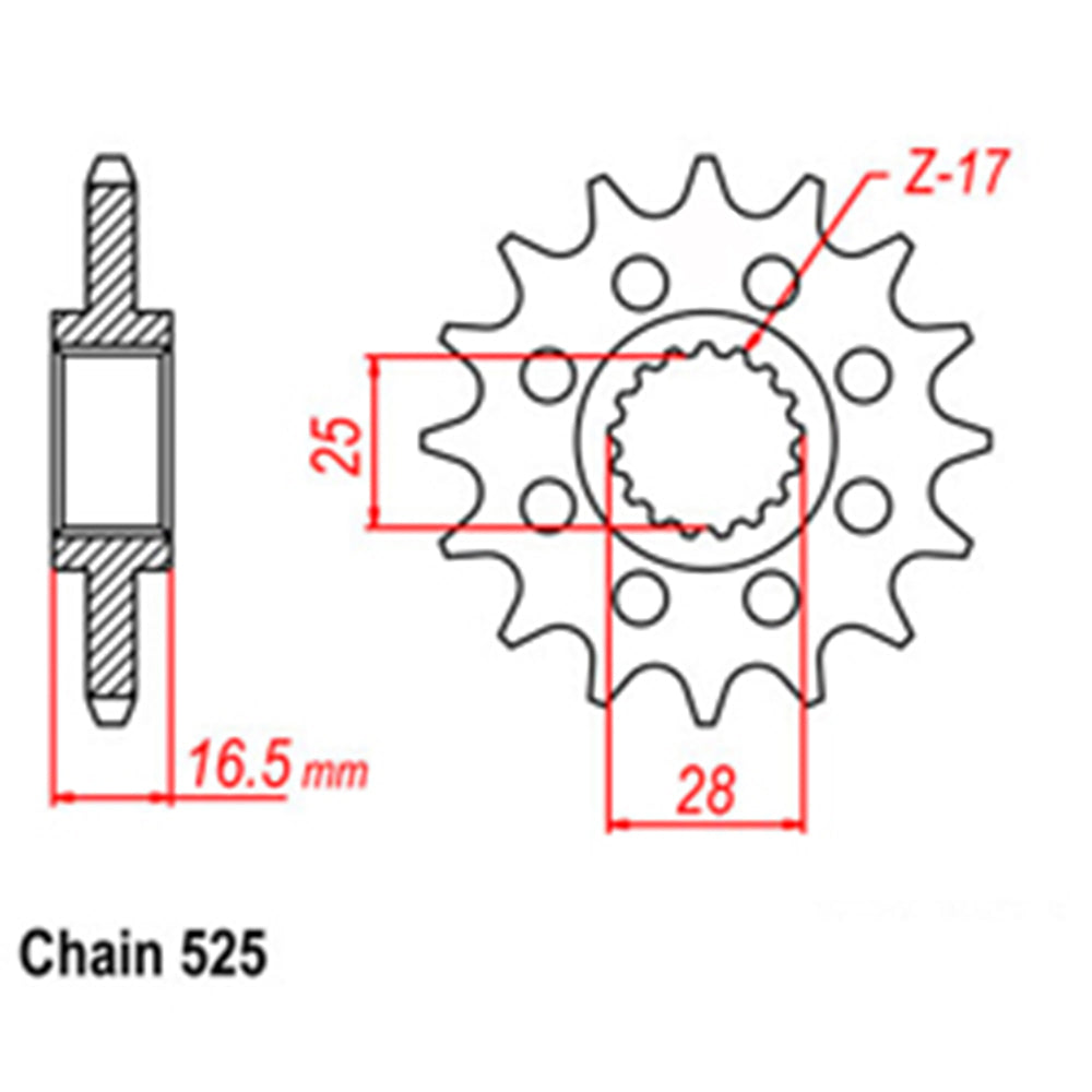 LINK - FRONT SPROCKET - STEEL 17T 525P - Shark Leathers