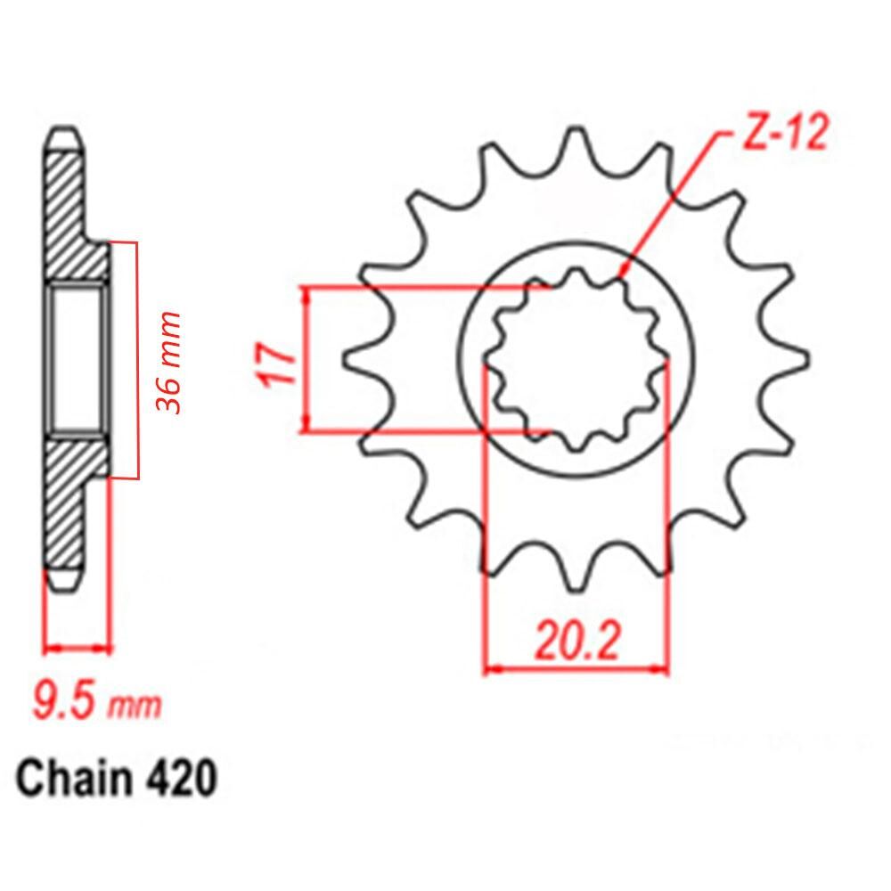 FRONT SPROCKET - STEEL 15T 420P