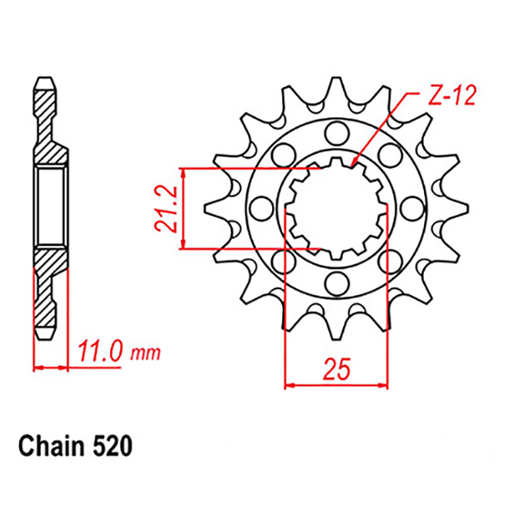LINK - FRONT SPROCKET - STEEL 12T 520P - Shark Leathers