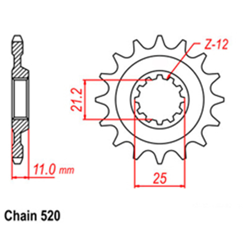 LINK - FRONT SPROCKET - STEEL 15T 520P - Shark Leathers