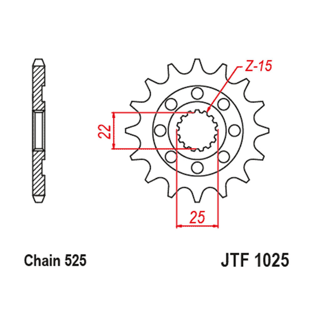 FRONT SPROCKET - STEEL 15T 525P LINK
