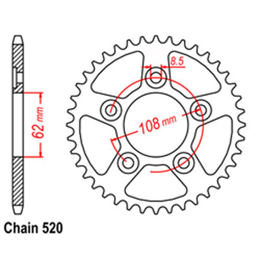 LINK - REAR SPROCKET - STEEL 40T 520P - Shark Leathers