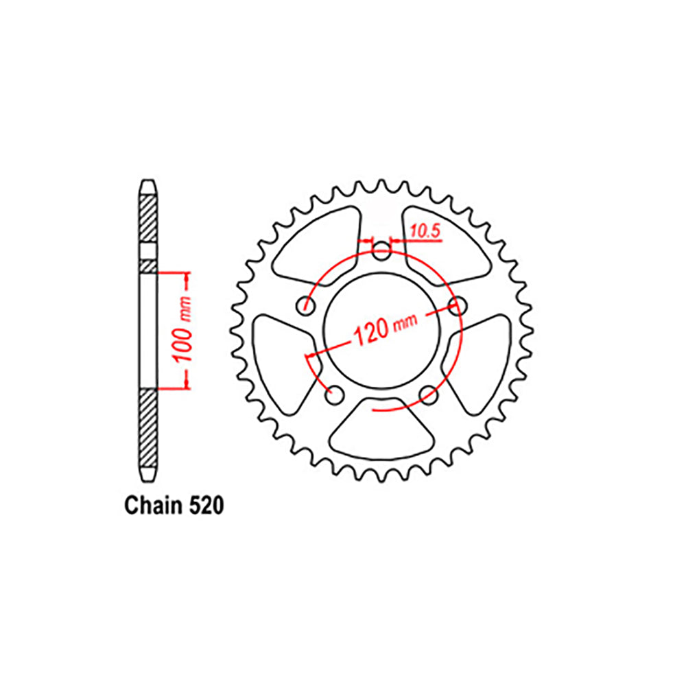 LINK - REAR SPROCKET - STEEL 47T 520P - Shark Leathers