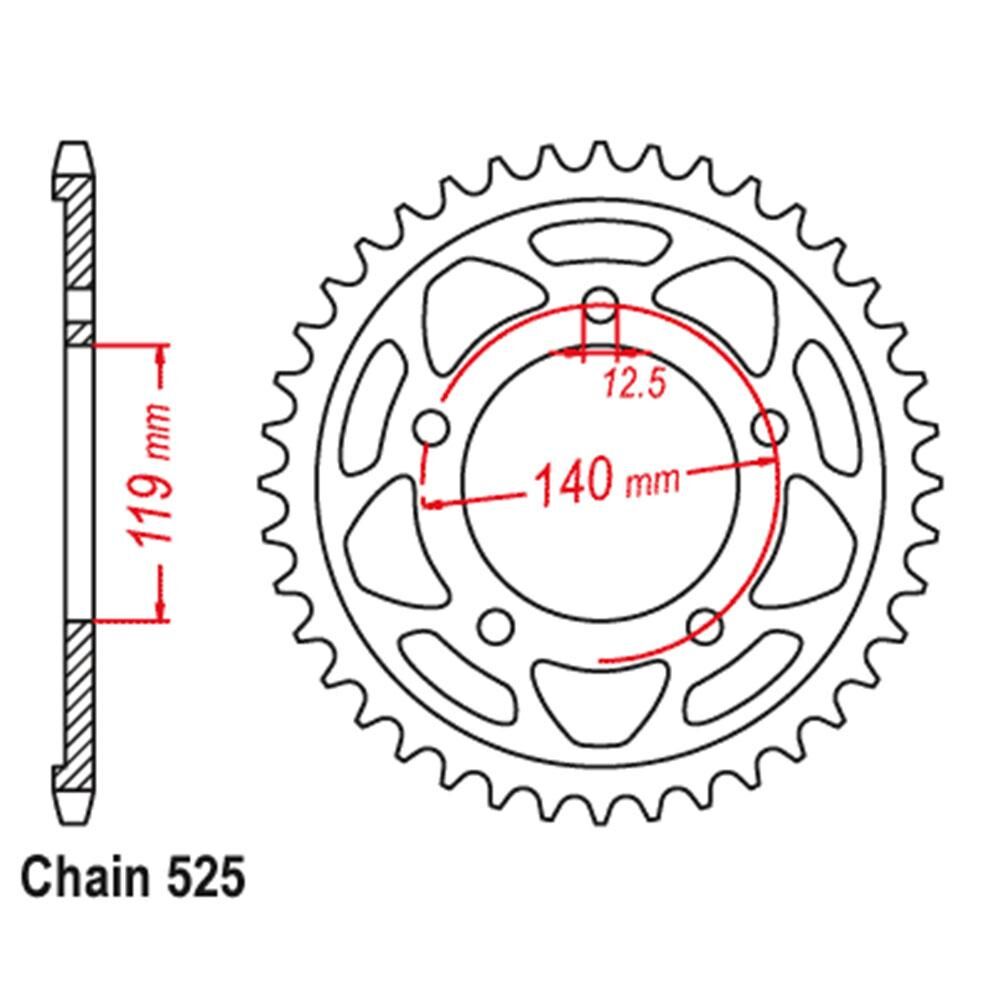 REAR SPROCKET - STEEL 47T 525P