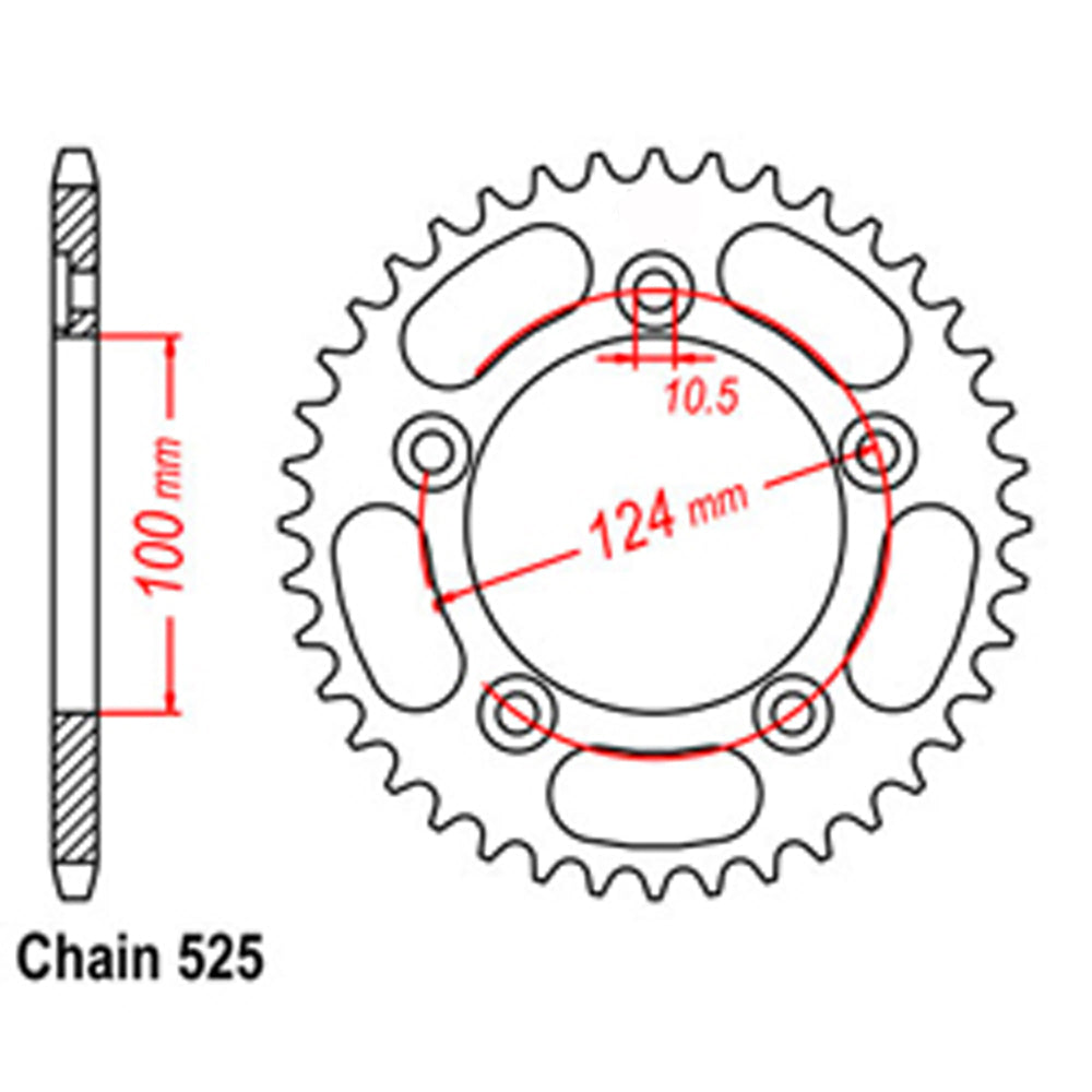 LINK - REAR SPROCKET - STEEL 39T 525P - Shark Leathers