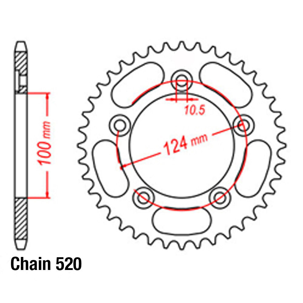LINK - REAR SPROCKET - STEEL 48T 520P - Shark Leathers