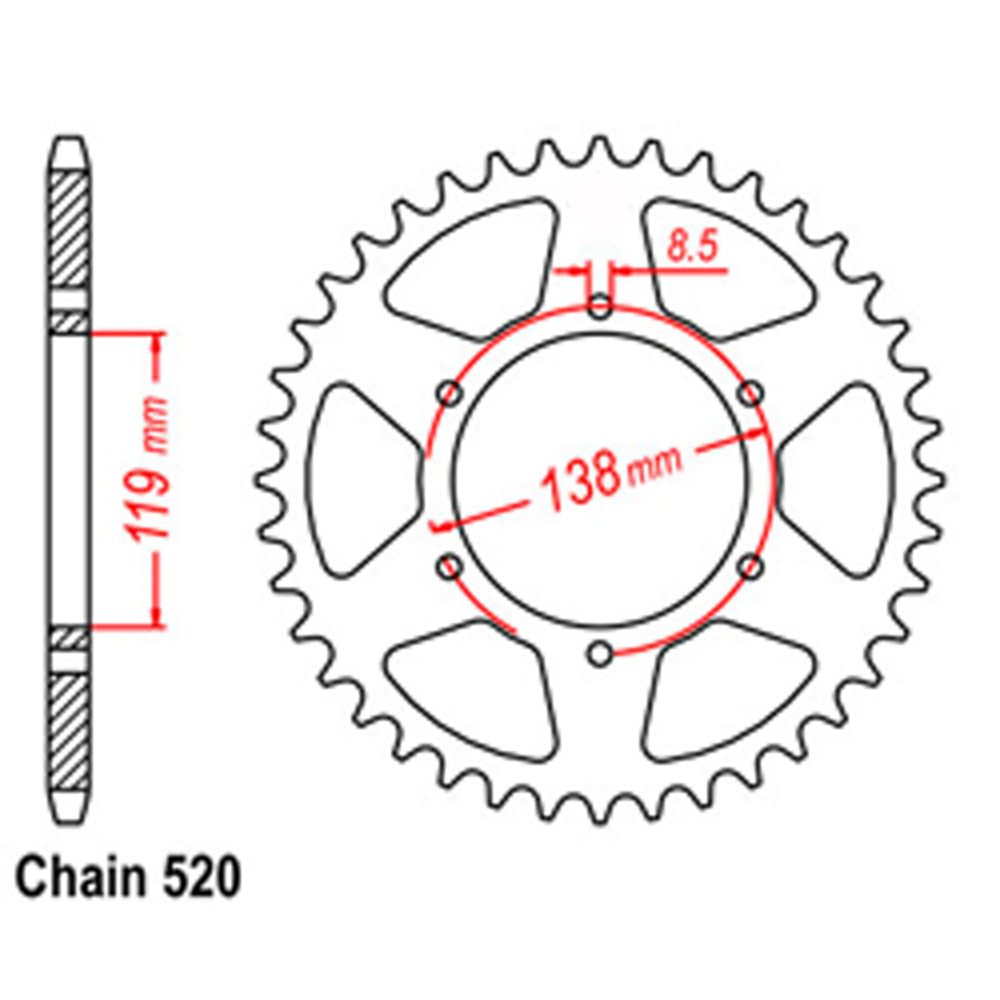 LINK - REAR SPROCKET - STEEL 48T 520P - Shark Leathers