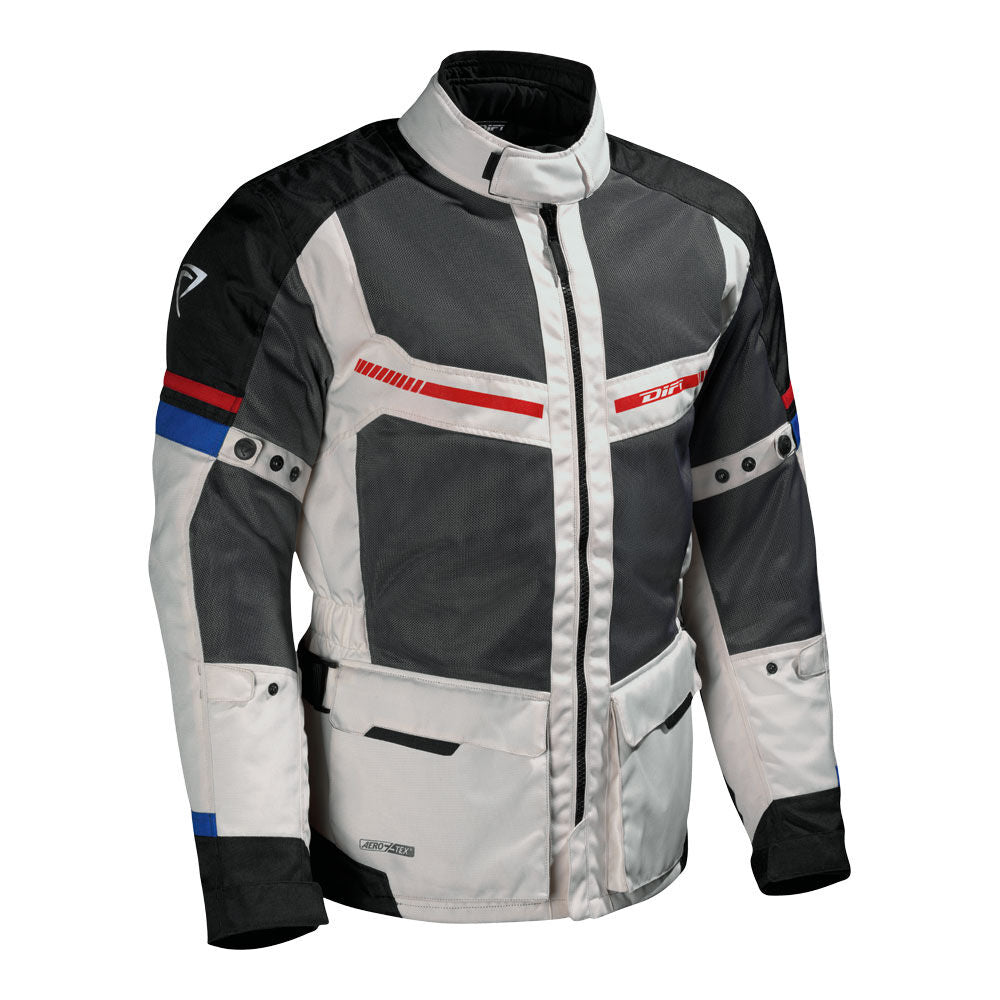 Difi - Difi Jacket Corsica Aerotex Blk/Gry/Red/Blu L 115196 - Shark Leathers