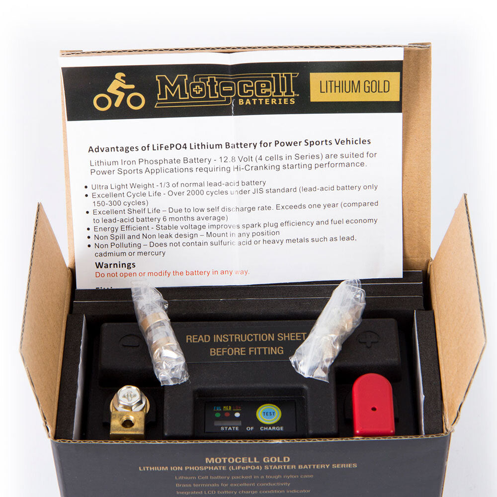 Motocell Batteries - MOTOCELL LITHIUM GOLD - MLG9L 36WH CN8 (DG9.2 - UN3480) - Shark Leathers