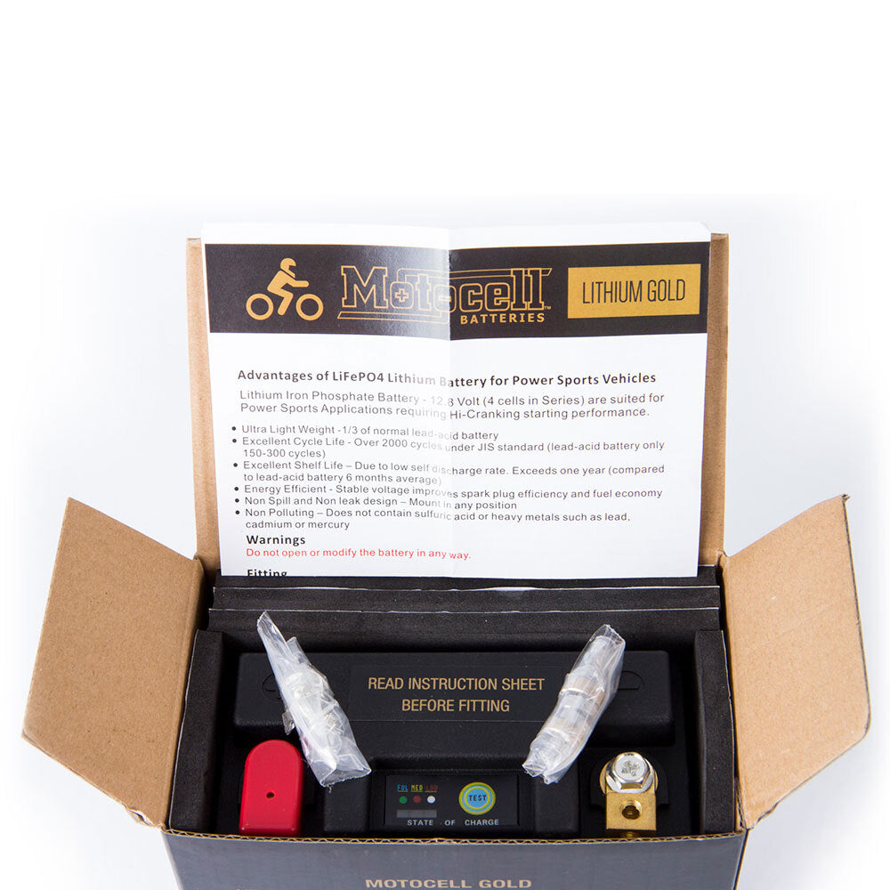 Motocell Batteries - MOTOCELL LITHIUM GOLD - MLG14B 48WH CN8 (DG9.2 - UN3480) - Shark Leathers