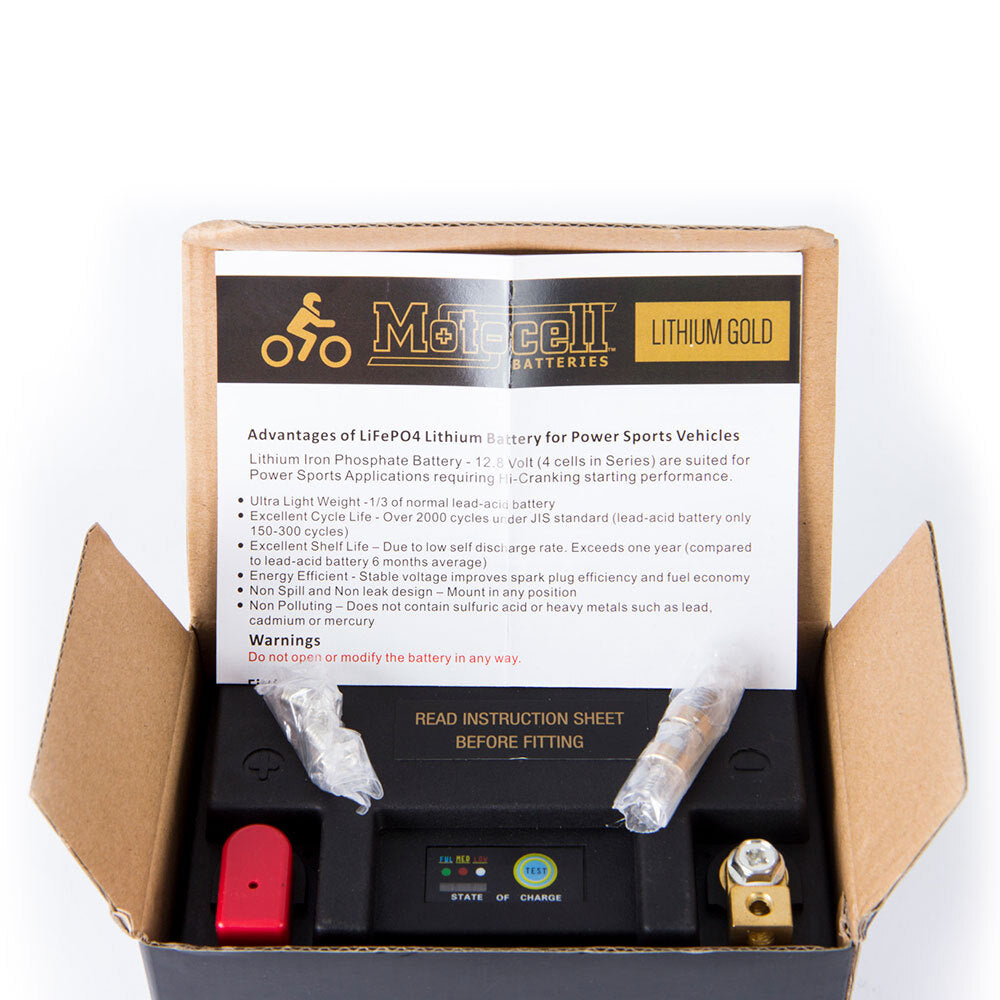 Motocell Batteries - MOTOCELL LITHIUM GOLD - MLG14 48WH CN8 (DG9.2 - UN3480) - Shark Leathers