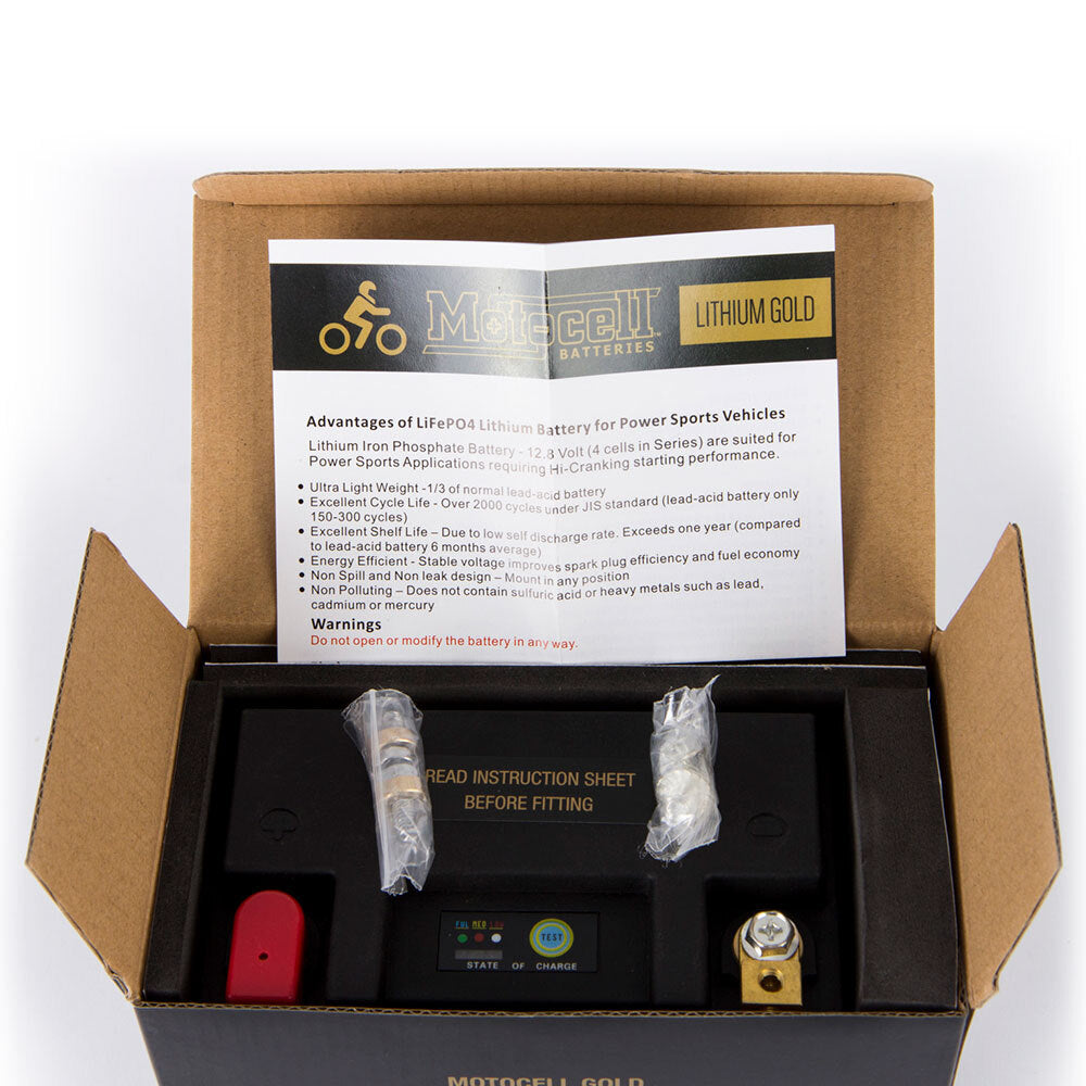 Motocell Batteries - MOTOCELL LITHIUM GOLD - MLG18 60WH CN8 (DG9.2 - UN3480) - Shark Leathers