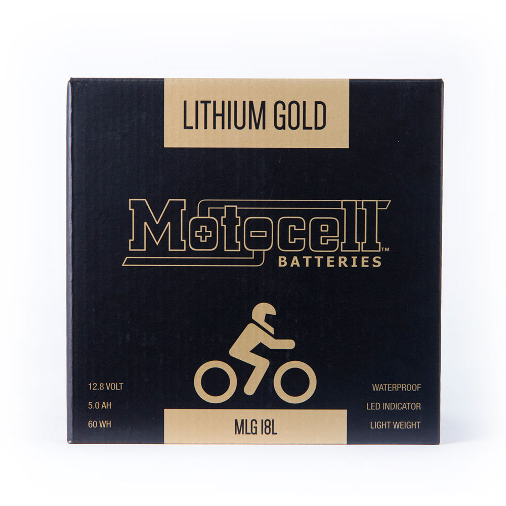 Motocell Batteries - MOTOCELL LITHIUM GOLD - MLG18L 60WH CN8 (DG9.2 - UN3480) - Shark Leathers