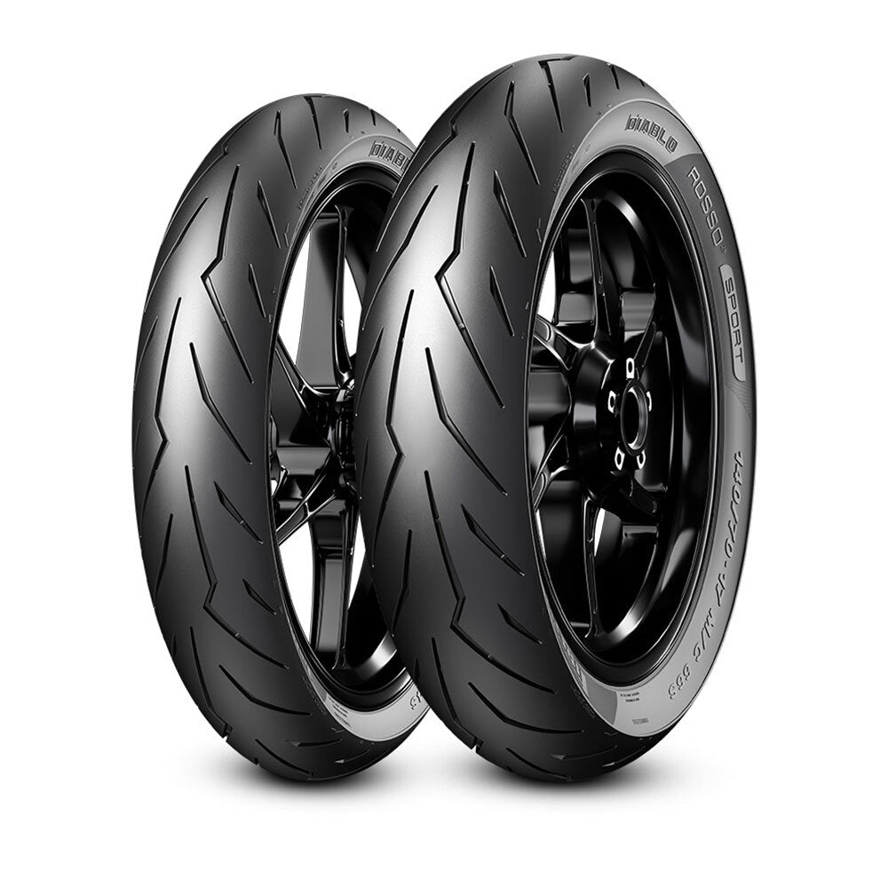 Pirelli - PIRELLI DIABLO ROSSO SPORT SCOOTER F/R 80/90-14 M/C 40S TL - Shark Leathers