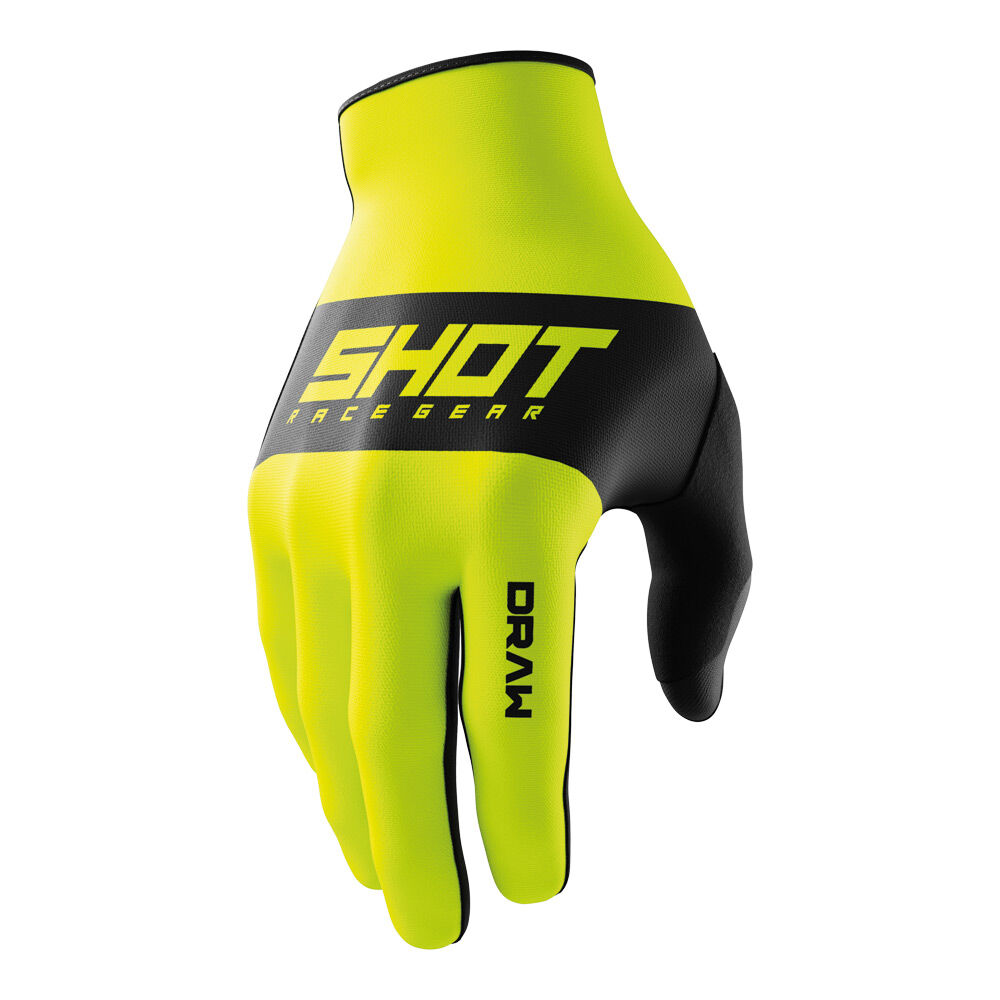 Shot Gear - SHOT DRAW GLOVES KIDS SKY NEON YELLOW 10/11 - Shark Leathers