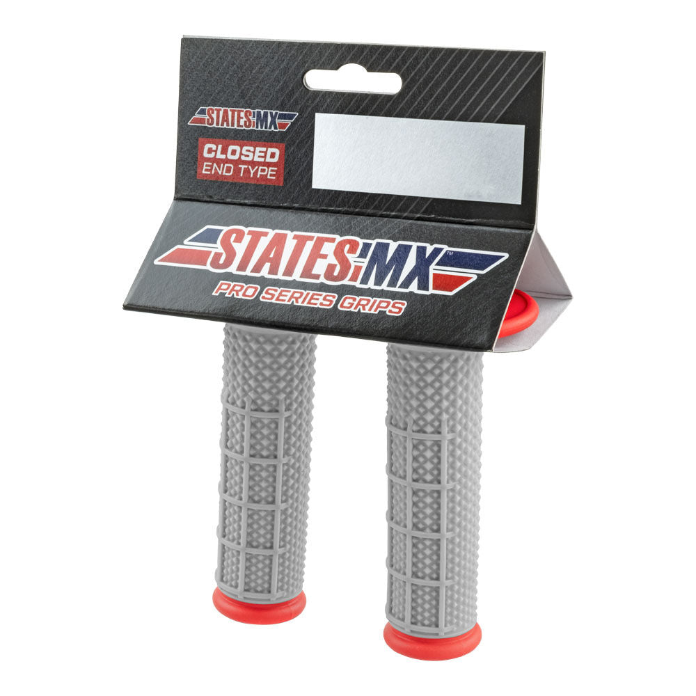 STATES MX PRO SERIES DIAMOND MX HAND GRIPS HALF WAFFLE RED States MX