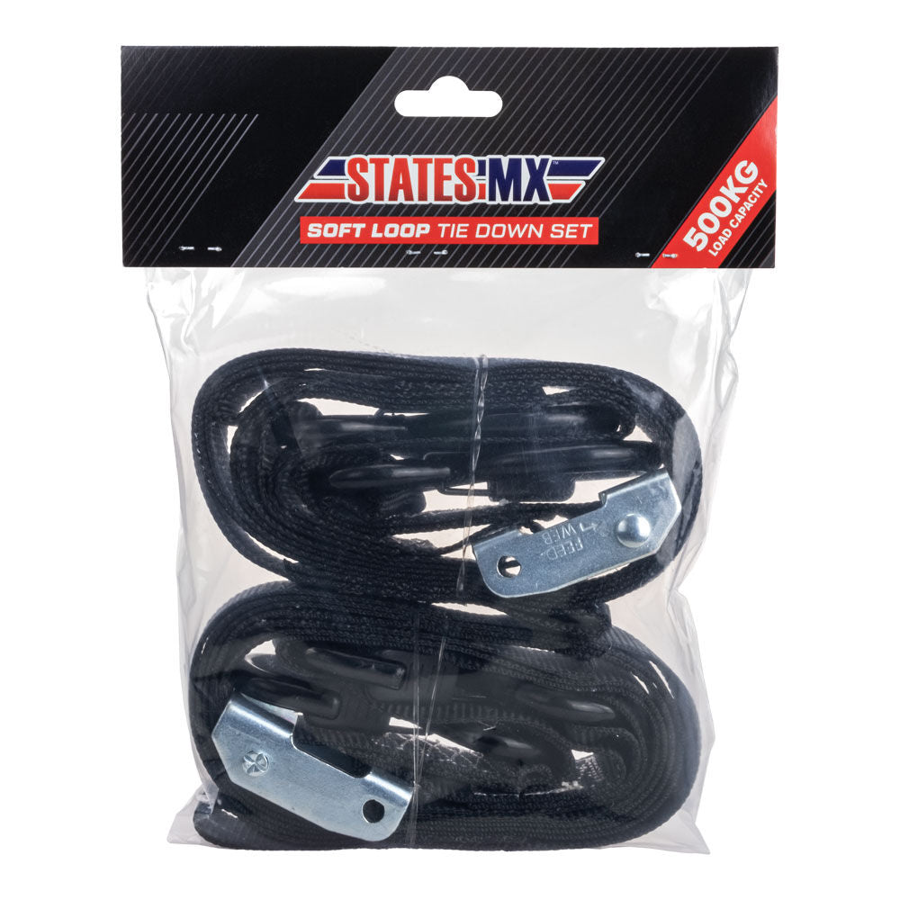 STATES MX SOFT LOOP TIE DOWN SET BLACK CTN 10 States MX