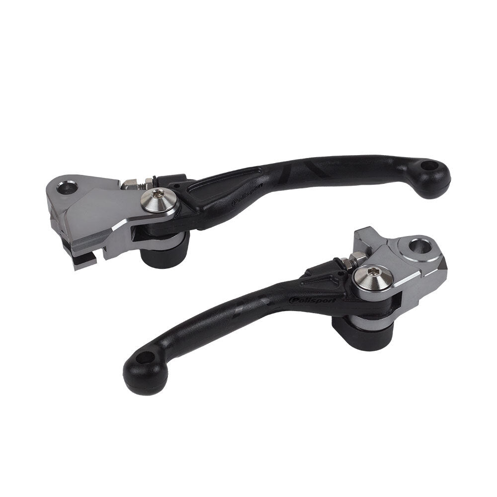 Polisport - POLISPORT FOLDING LEVER SET KAWASAKI KX250F 21-22/KX450F 19-22 - BLACK - Shark Leathers