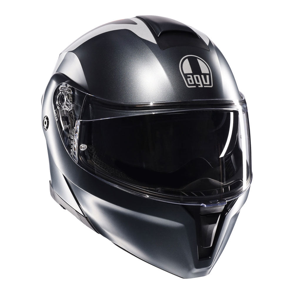 Shark Leathers - AGV STREETMODULAR RESIA MATT GREY/SILVER/RED XL - Shark Leathers