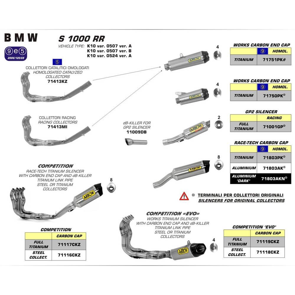ARROW 71118CKZ Full System Racing - COMP EVO STL & WKS TI W CBN E/C - S1000RR 09>14