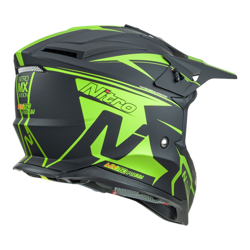 Nitro - NITRO MX760 PODIUM SATIN BLK/FLURO GREEN S - Shark Leathers