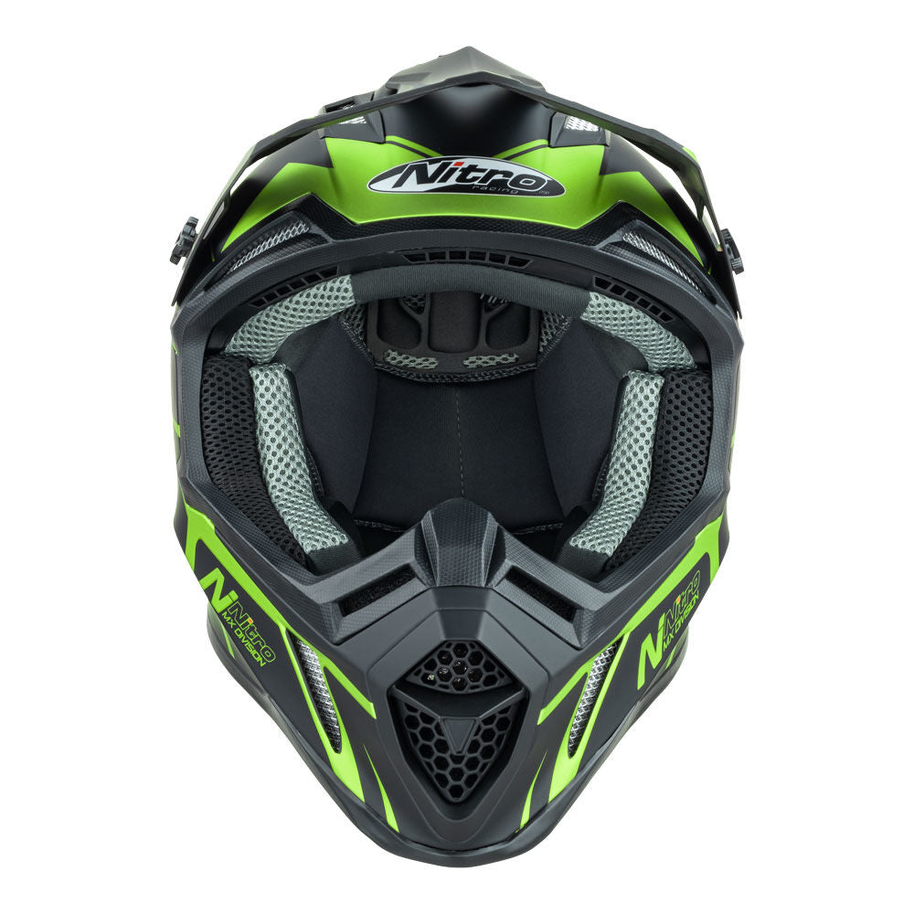 Nitro - NITRO MX760 PODIUM SATIN BLK/FLURO GREEN L - Shark Leathers